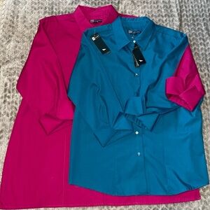 NWT lot of 2 Blue Generation Stain release button down shirts.  Size Large.